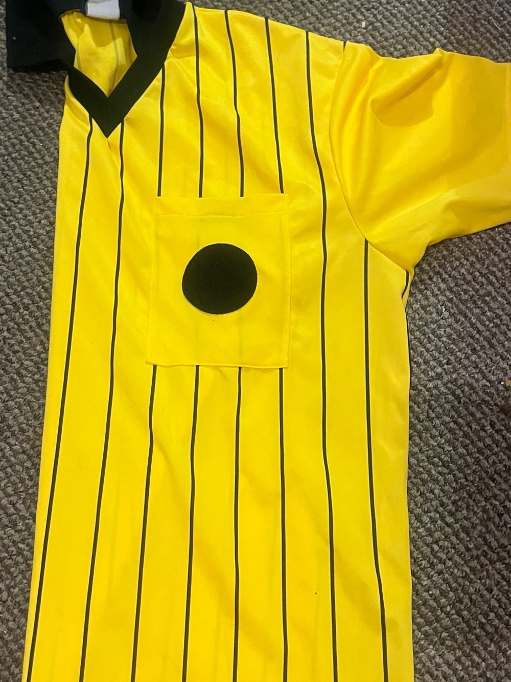 Yellow & Black Pinstripe soccer Referee Shirt